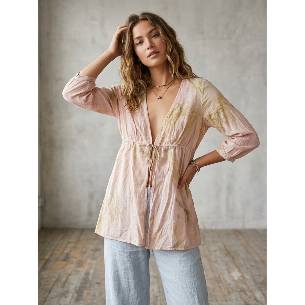 HARD TAIL Forever XS Fairycore Tie-Dye Kimono Tie Front Bohemian Hippie Whimsy